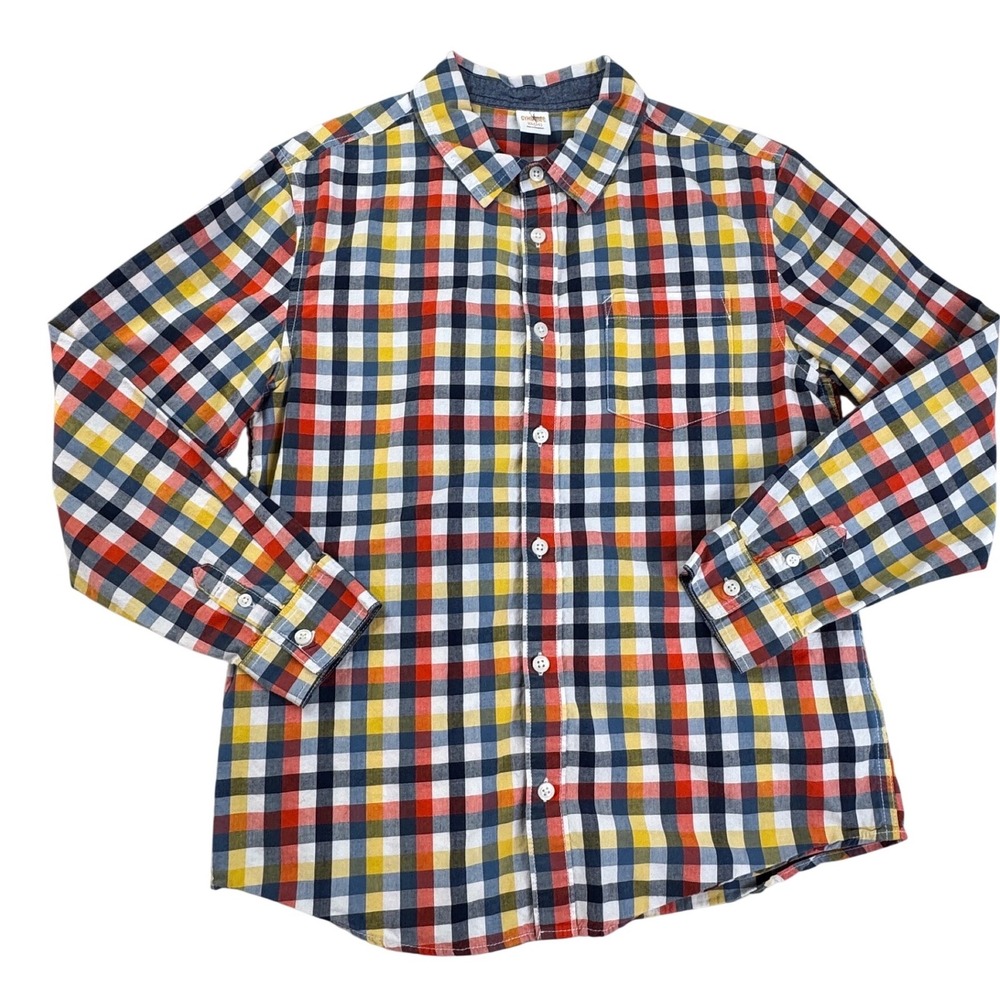 Gymboree Boys XL 14 Plaid Button Down Shirt Multicolor Long Sleeve Cotton